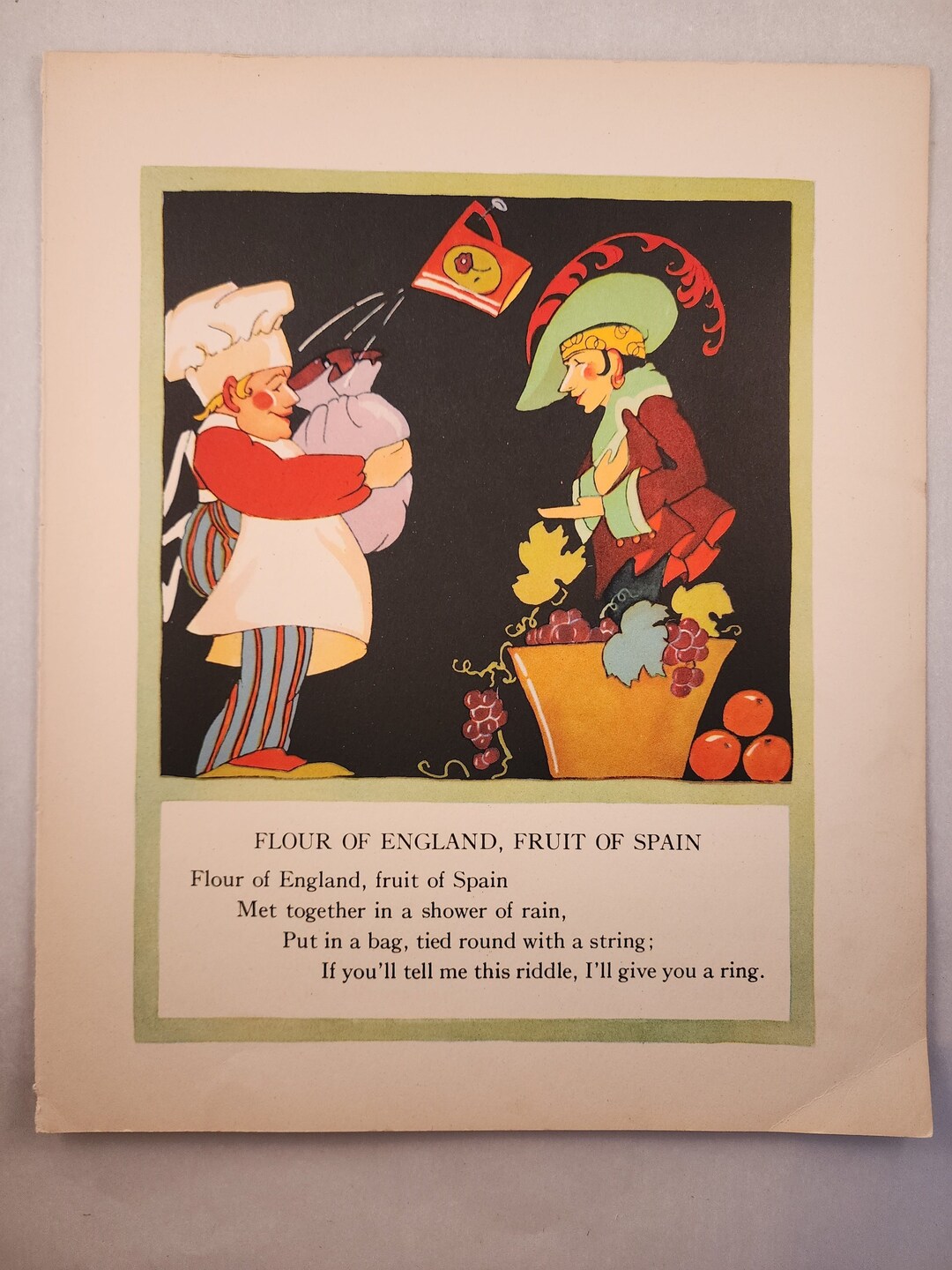 Vintage Children's Print mother Goose, by Fern and Frank Peat, Four of