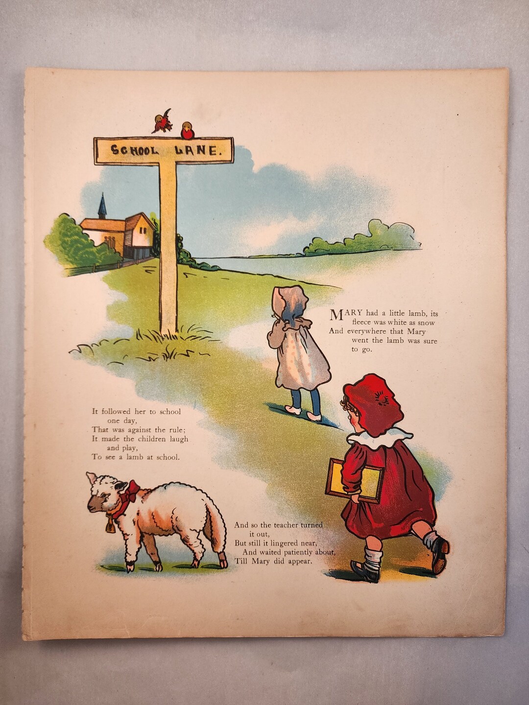 Vintage Children's Print Mother Goose Nursery Rhymes, Mary Had a