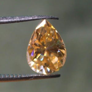 Moissanite Gemstone 2.20 Ct. AAA faceted cut pear shape golden Moissanite, Loose Moissanite, flawless diamond, Moissanite sparkling jewelry