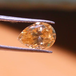 Moissanite Gemstone, Golden color AAA Moissanite cut stone, Pear cut large Moissanite flawless diamond Brilliant Sparkle, 10x7x5 mm 2.15 Ct