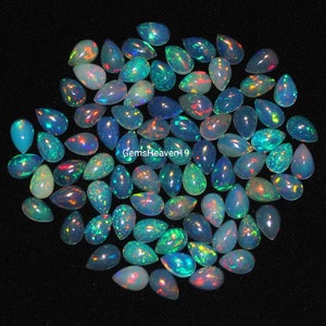 Opal, Ethiopian Opal, Natural Opal, Opal Gemstone, Pear Opal cabochon, Pear shape Opal, Wholesale Gemstone, Opal Gemstone for jewelry 6x4 mm
