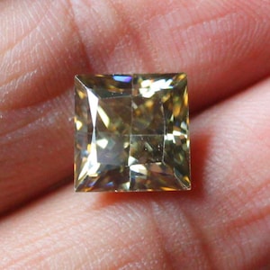 Moissanite Gemstone, Brilliant square Cut Moissanite Gemstone, Conflict-Free Eco Friendly and Radiant Golden color Moissanite 9.5mm 5.00 Ct