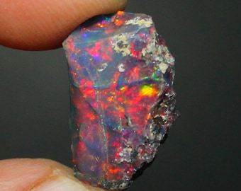 Black Opal Rough, Black Ethiopian Opal, Raw Black Opal, Loose Black Opal crystal, Multi fire welo fire small black opal loose stone 8.10 Cts