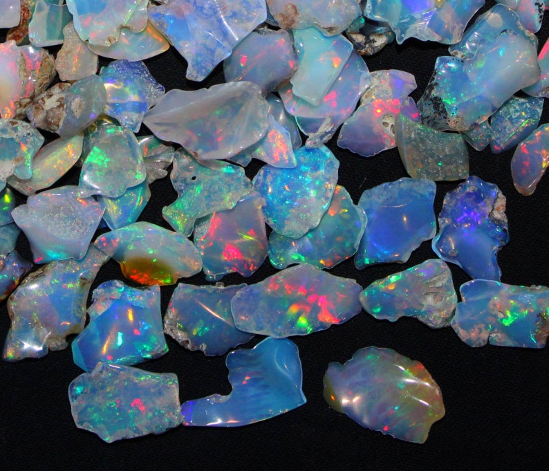 polished opal chips polished opal slice 100 CRT Top high quality white opal based Natural Welo fire Ethiopian Opal Polish Rough stones