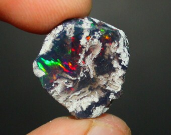 Black Opal Rough, Black Ethiopian Opal, Raw Black Opal, Loose Black Opal crystal, Multi fire welo fire black opal loose gemstone 8.15 Cts