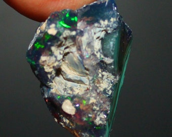 Black Opal Rough, Black Ethiopian Opal, Raw Black Opal, Loose Black Opal crystal, Multi fire welo fire black opal loose gemstone 16.20 Cts