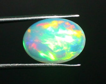 Opal Gemstone, AAA Colorful multi flashy fire high quality loose opal cabochon, Natural Gemstone, Oval Opal Cabochon, Ethiopian Opal 4.35 Ct