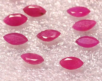 Robijn, robijnrode edelsteen, markiezingeslepen robijnen, topkwaliteit glans Gefacetteerde rode robijngeslepen steen, natuurlijke robijn, kostbare edelsteen, 6 x 3 mm Kavel van 46,80 kt
