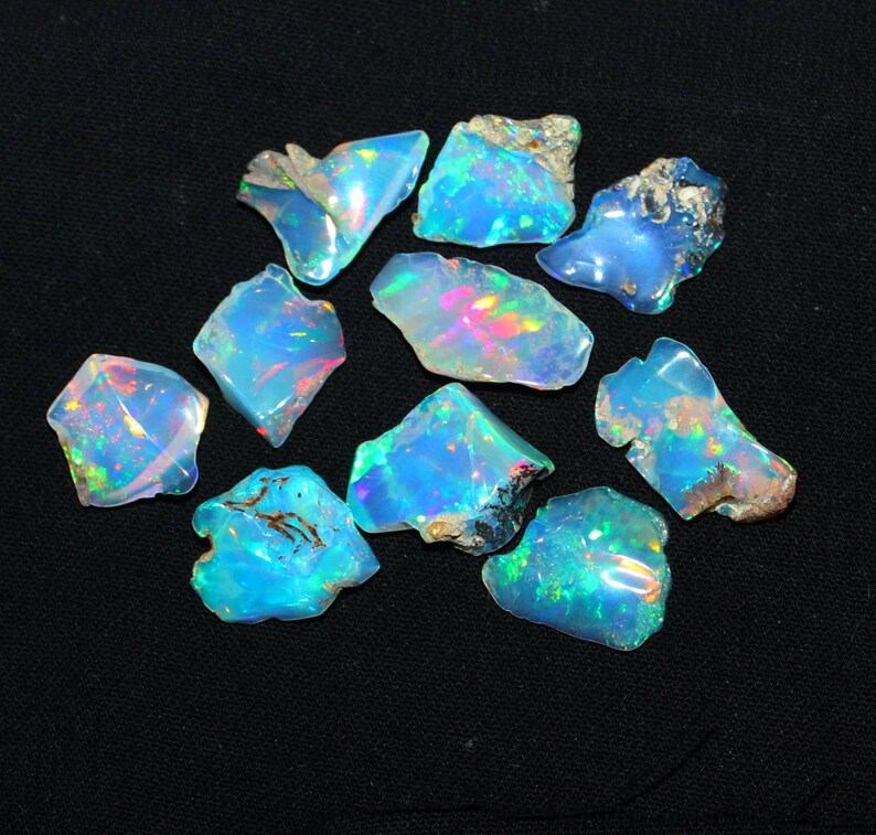 polished opal chips polished opal slice 100 CRT Top high quality white opal based Natural Welo fire Ethiopian Opal Polish Rough stones