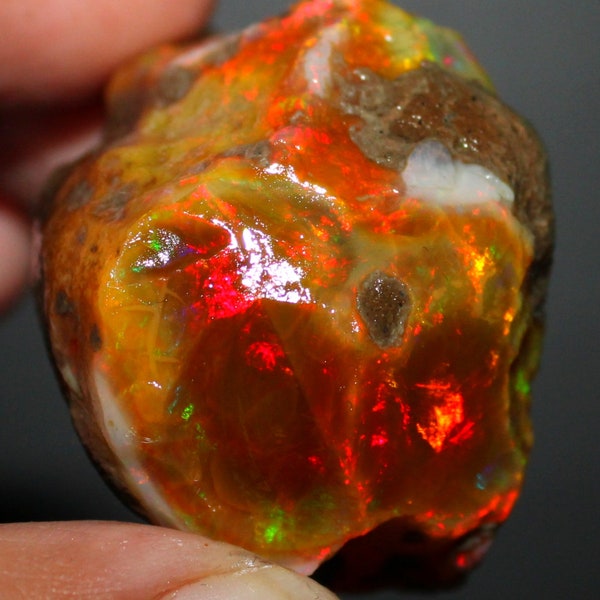 Opal Rough red fire opal raw Natural Ethiopian Opal rough loose crystal large size 38x38x26 MM Big welo fire opal rough stone 189.25 Cts