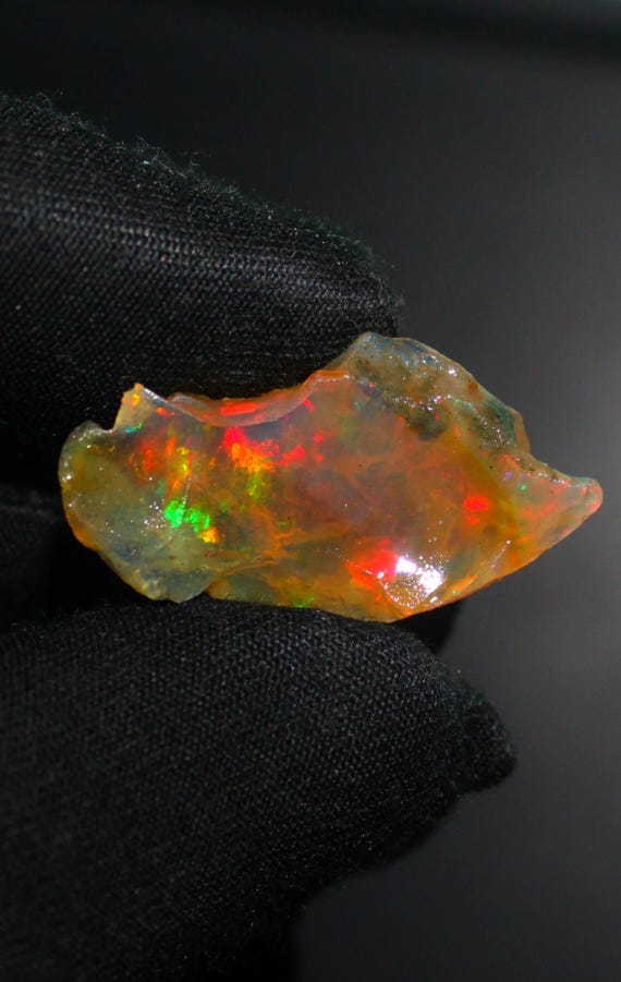 Opale Naturelle éthiopienne 'Fire Opal' Brute - 15,30 Carats - Multicolore, Transparente - Pierre Précieuse Non Traitée