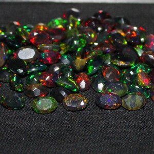 Opal, Black Opal Gemstone, Faceted black opal, black opal cut stone, oval cut faceted opal, wholesale black opal,calibrated opal size 7x5 MM