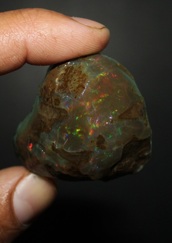 30CT】ウェロ産 エチオピア オパール 原石 透明 緑 青 鉱物原石