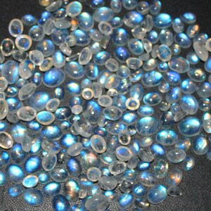 Moonstone, Rainbow Moonstone Cabochon Lot, AAA Natural Blue fire clean Moonstone, mix size shapes wholesale Moonstone Lot jewelry 177.45 Ct