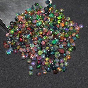 AAA grade black opal round, Welo black opal, black opal round cabochon, Ethiopian black round opal, multi fire black opal, opal cabochon 5mm