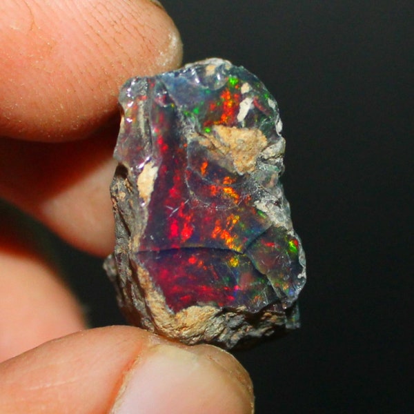Black Opal Rough, AAA quality Multi color welo flashy fire raw black opal crystal loose gemstone, multi fire dry black opal rough 18.80 Cts