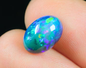 2.20 Ct Natural Black Ethiopian Opal Gemstone, Welo Fire Oval Black Opal cabochon, multi fire AAA opal for making ring, pendant and jewelry