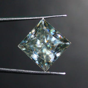 Moissanite, Faceted Cut Square Shape Loose Moissanite Gemstone, Sterling silver Color jewelry making flawless Moissanite, 12x12 mm 10.40 Cts