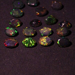 Opal, Black Opal Gemstone, Faceted black opal, black opal cut stone, oval cut faceted opal, wholesale black opal, calibrated opal 6x8 MM