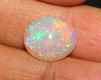 Opal Gemstone, Colorful multi flashy fire high quality loose opal cabochon, Natural Gemstone, Oval Opal Cabochon, Ethiopian Opal 4.85 Cts