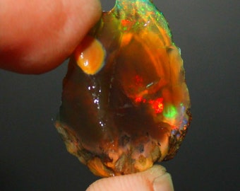 Opal Rohstein, natürlicher äthiopischer Opal Rohkristall loser Rohedelstein, einzigartiger & seltener Opal Rohstein Multi Feuer auffälliger Welo Opal Rohstein 24.35 Cts