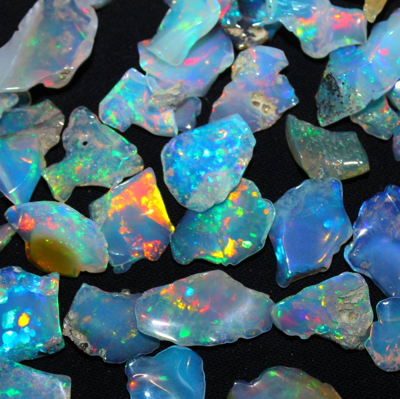 polished opal chips polished opal slice 100 CRT Top high quality white opal based Natural Welo fire Ethiopian Opal Polish Rough stones