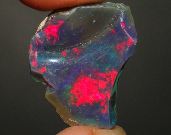Black Opal Rough, Black Ethiopian Opal, Raw Black Opal, Loose Black Opal crystal, Multi fire welo fire black opal loose gemstone 8.70 Cts