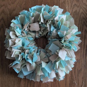 11&quot; Homespun rag Wreaths or candle rings in Beach day Country rustic Prim Decor Farmhouse