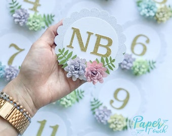 Floral Monthly Photo Banner: Boho Baby Shower Decoration