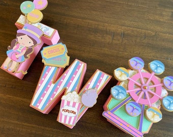Circus Cardstock 3D Letters: Pink Carnival Party Decor