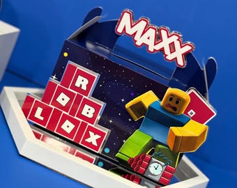 Block Game Inspired Gable Boxes | Gamer Party Favor Boxes | Pixel Style Birthday Treat Boxes | Custom Party Boxes for Kids
