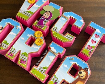 Masha and the Bear Party Decor: Custom 3D Cardstock Letters