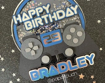 Gamer Cake Topper with Lights: Personalized Video Game Party
