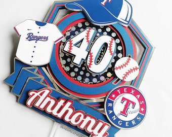 Baseball Cake Topper | Rangers Cake topper | Baseball Shaker Topper | Texas Rangers | Rangers Birthday | Boy party | Sports Cake Topper
