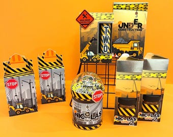 Construction Birthday Party Favor Set: Custom Treat Boxes