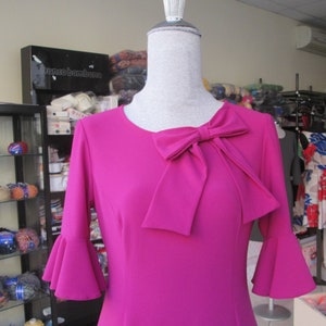 Elegant fuchsia dress, ceremony perfect dress, work suit, tailored dress, tailored dress, handcrafted dress