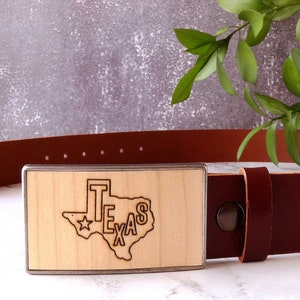 Grandes boucles de ceinture, carte silhouette Texas bois gravé au laser, boucle de ceinture de l'état du Texas, cadeau pour amoureux du Texas, fierté du Texas, j'aime le Texas