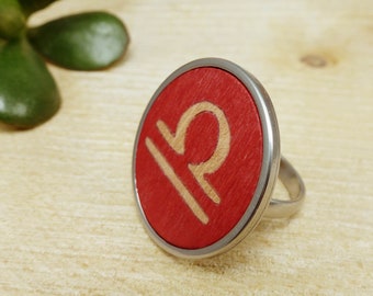 Anillo Libra para mujer, anillo del amor y el medio ambiente, anillo con el signo Libra, anillo de madera hecho a mano, joyería del zodiaco Libra, regalo del horóscopo Libra
