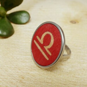 Libra ring women, love environment ring, libra sign ring, handmade wood ring, libra zodiac jewelry, libra zodiac gift horoscope