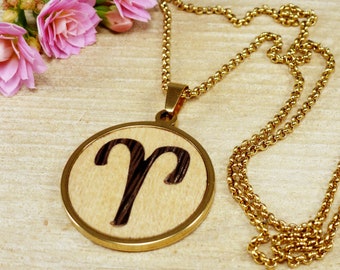 Aries symbol pendant, natural wood pendant, bohemian pendant, zodiac sign aries, aries birthday gift, aries horoscope women