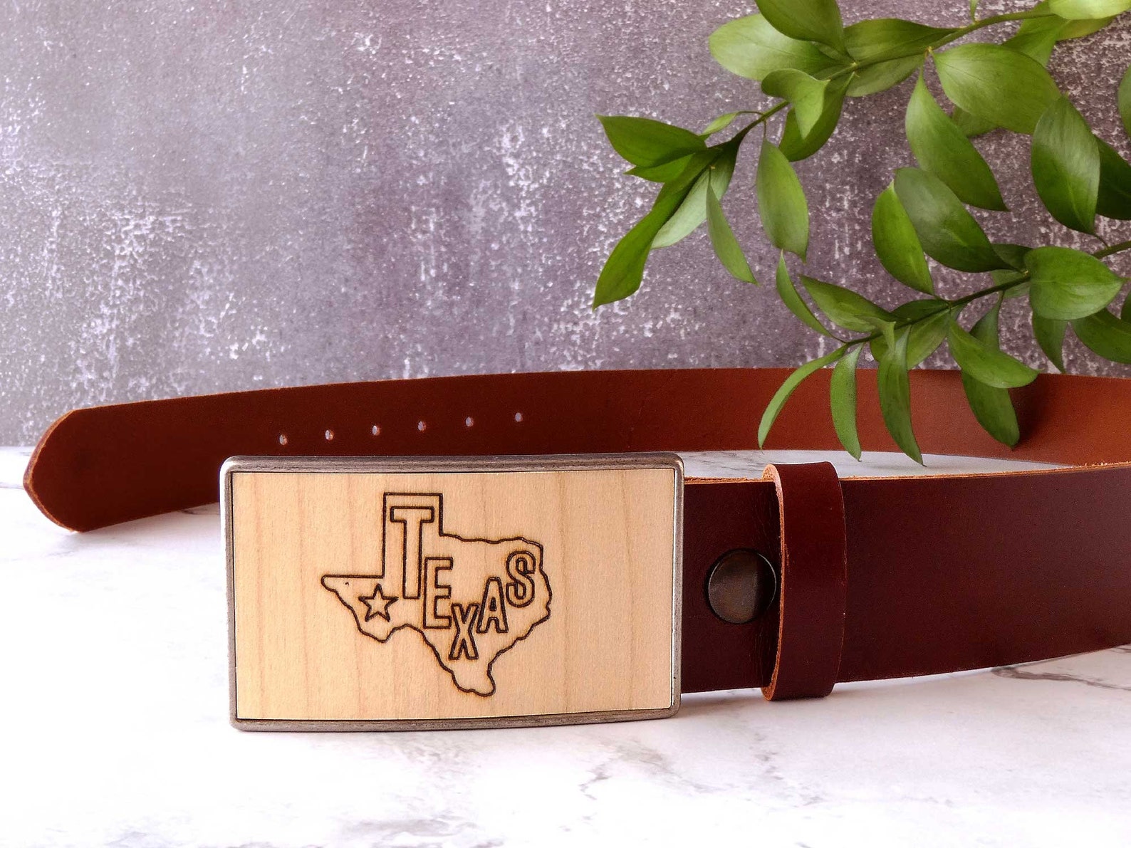 Big Belt Buckles, Silhouette Map Texas Laser Engraved Wood, State of