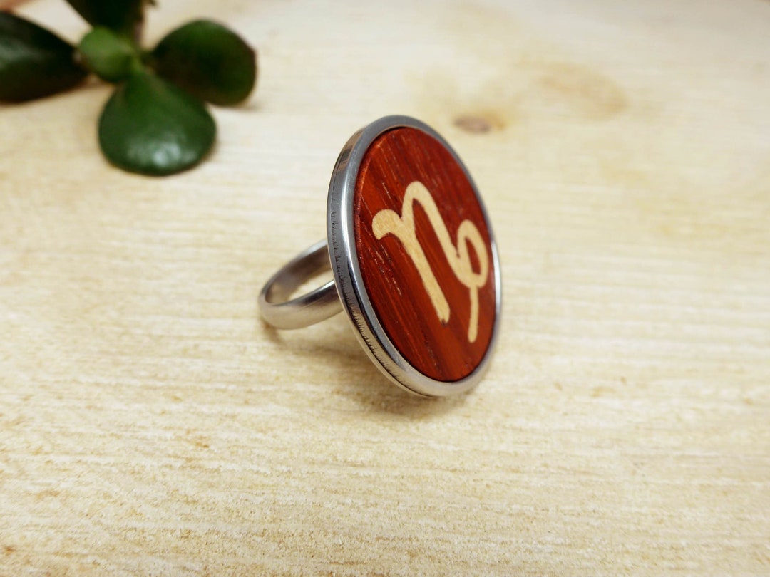 Capricorn Symbol Ring, Wooden Ring Women, Authentic Ring, Eco Friendly ...