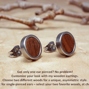 Stylish wooden stud earrings for men, a unique addition to any fashion-forward wardrobe.