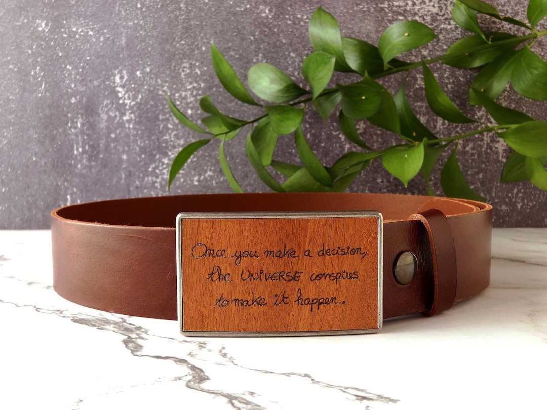 Custom Belt Buckle Your Text Handwritten Letter, Laser Engraving Wood ...