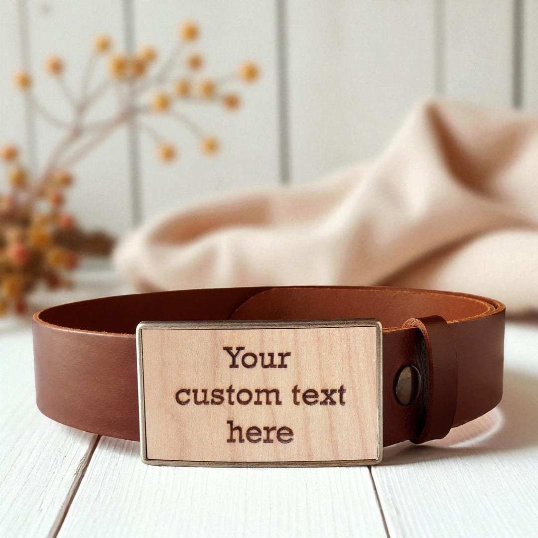 Personalized Wooden Belt Buckle – Custom Text Engraving for Song Lyrics ...
