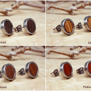 Earthy and modern men's wooden earrings, crafted for comfort and style.