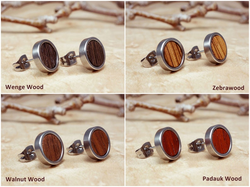 Earthy and modern men's wooden earrings, crafted for comfort and style.