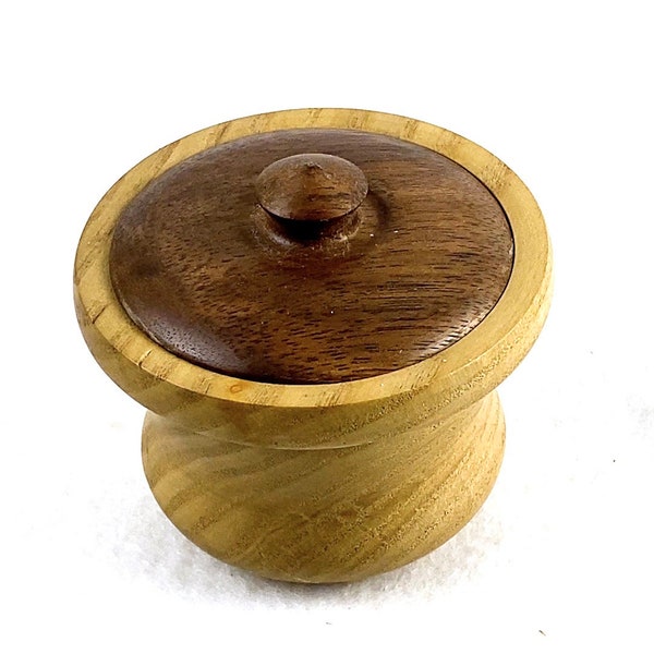 Small White Oak Wood Box Office Gift Box Hand Turned Wood - Wood Trinket Box - Hand Turn Wood - Black Walnut Lidded Container