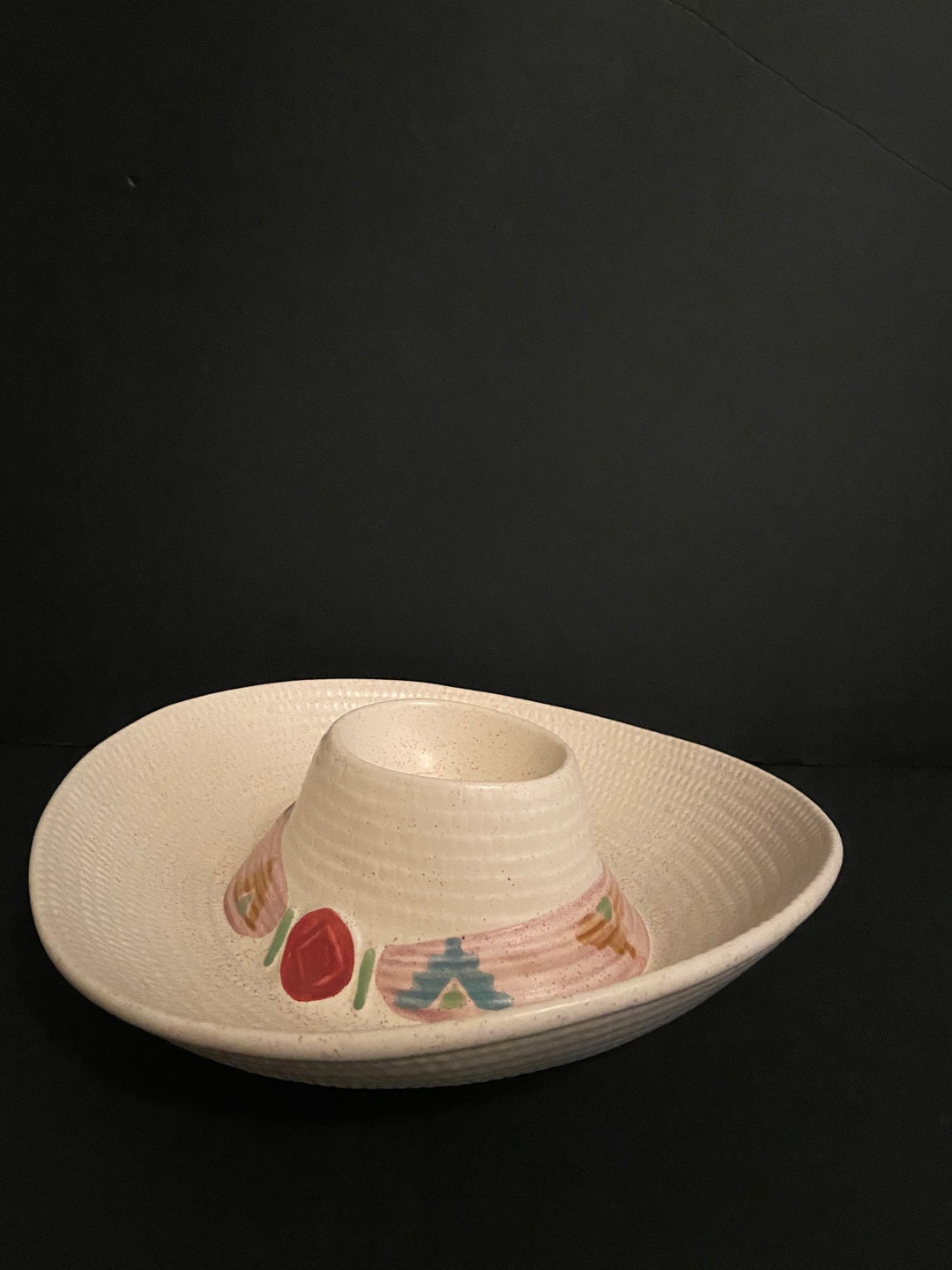 Vintage Pottery Sombrero Chip and Dip Ceramic Platter South Etsy