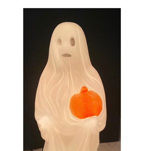 Vintage Empire ghost pumpkin blow mold ~ Halloween lawn decor ~ light up garden decor ~ 22”